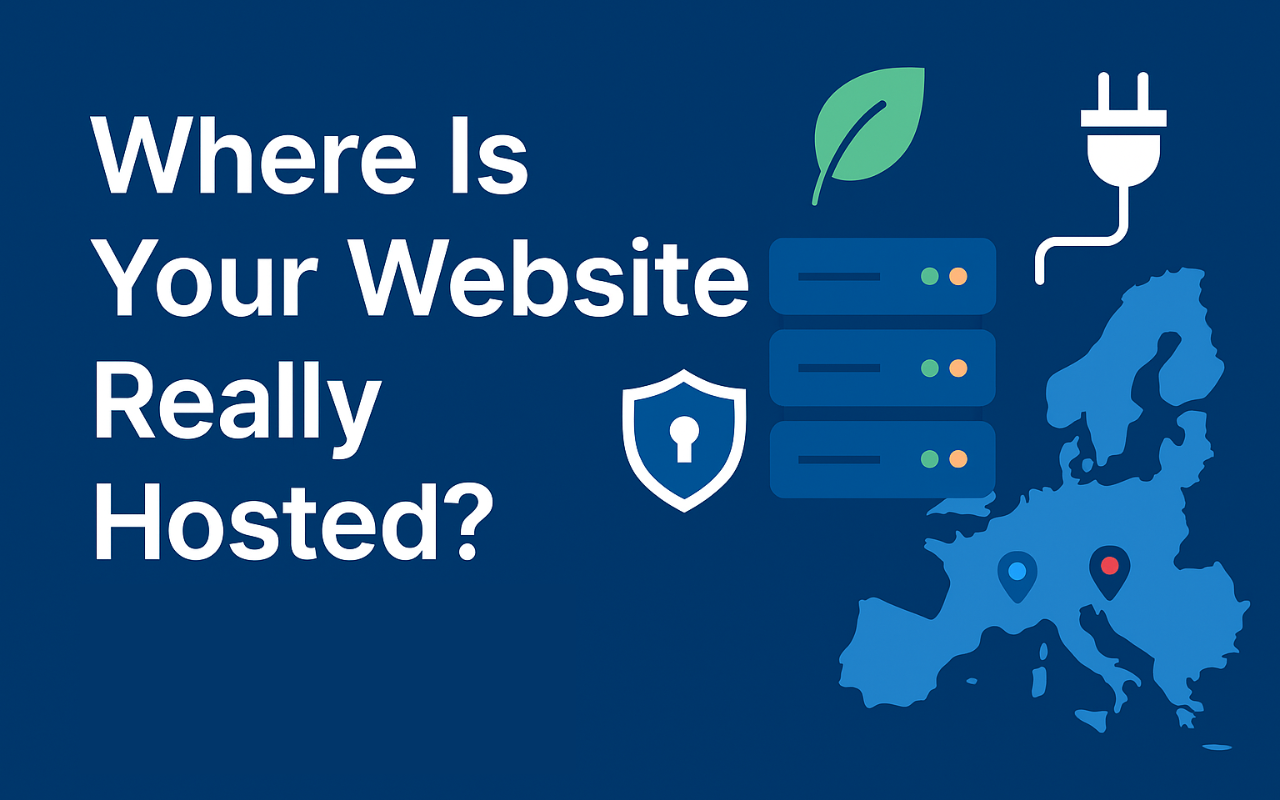 Illustration about data center transparency showing where websites are hosted in secure and eco-friendly EU locations